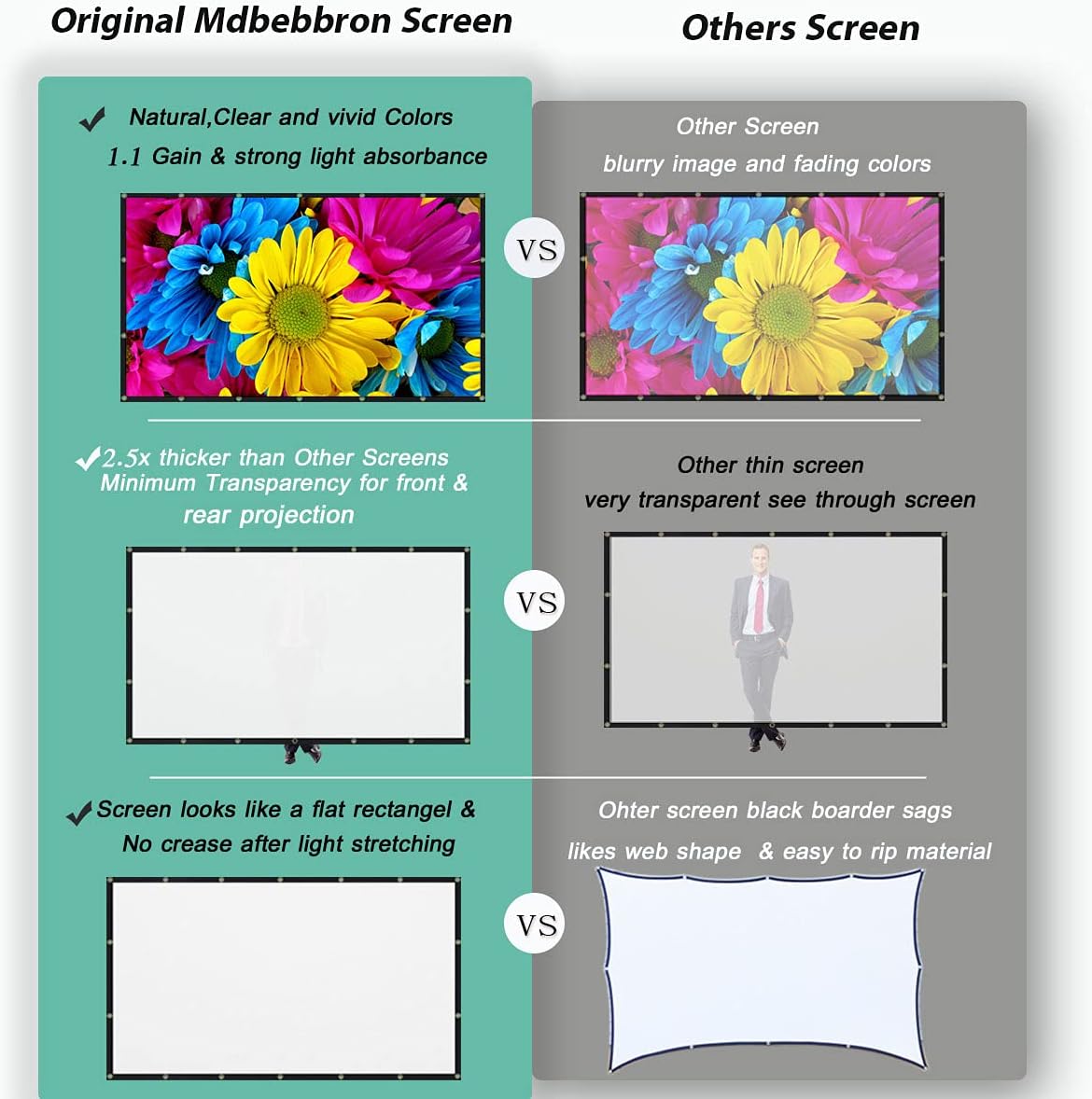 Foldable Projector Screen — 120 inch